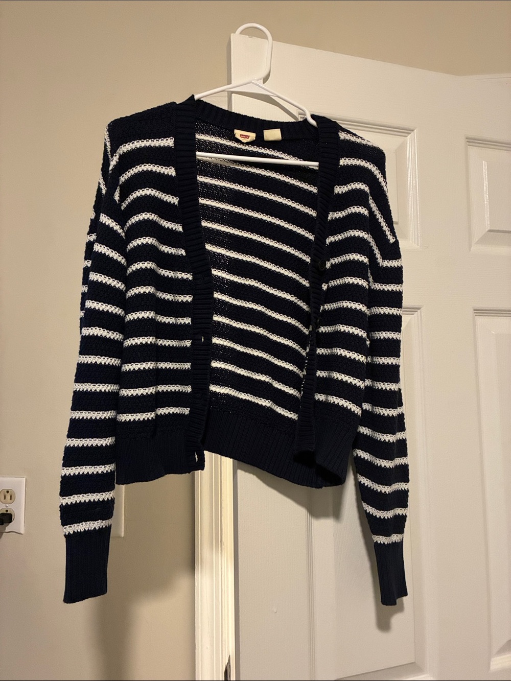 Levi's Navy and White Striped Open-Front Women's Cardigan